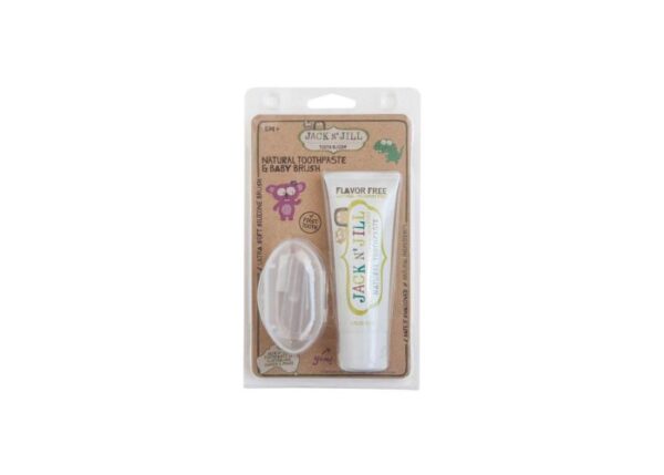 Jack n Jill silicone finger toothbrush and flavour free toothpaste
