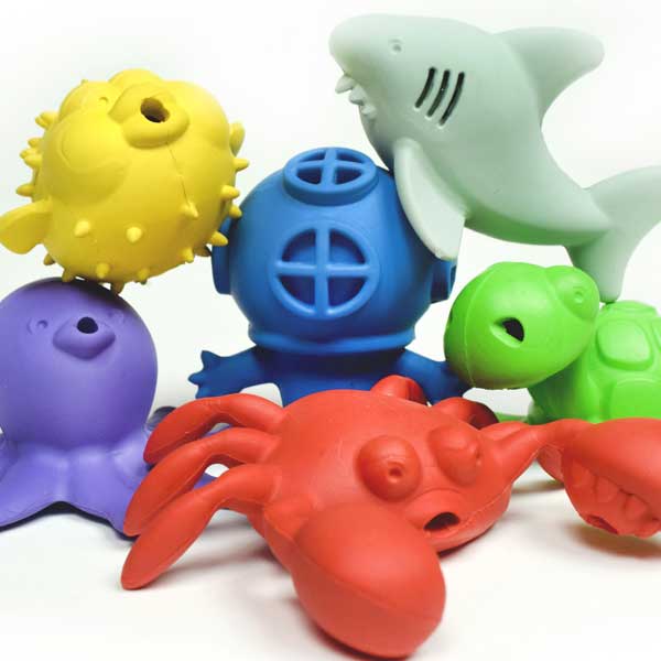 Begin Again bathtub toys made from natural rubber