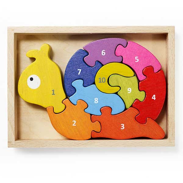 Begin Again Number Snail wood puzzle