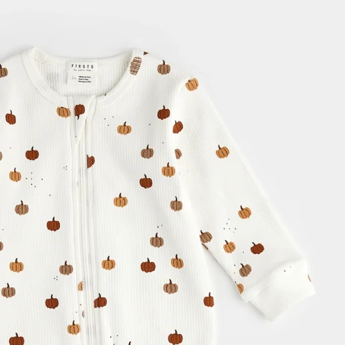 Petit Lem Pumpkin Off-White Footed Sleeper - Image 3