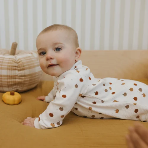 Petit Lem Pumpkin Off-White Footed Sleeper - Image 2