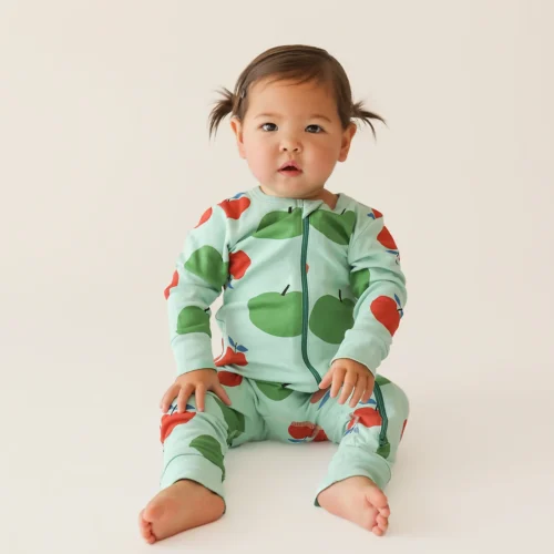 Parade Organics Long Sleeve Romper GREEN APPLES - Image 2