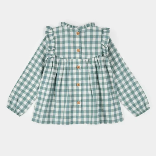 Petit Lem Teal Gingham Brushed Twill Dress Set - Image 2